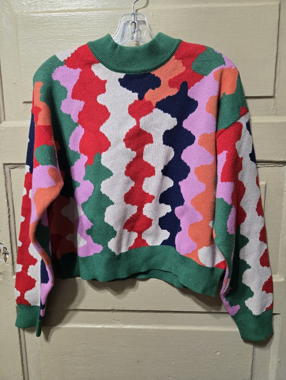 THML Red White Pink Green Abstract Sweater GUC Size: M